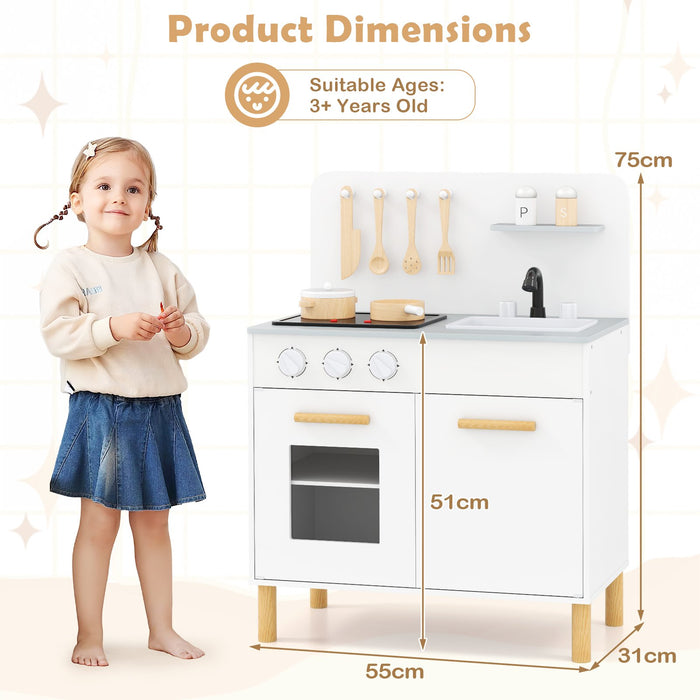Toddler Pretend Play Kitchen with Light up Stove and Cooking Sounds-