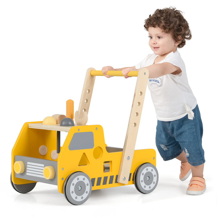 Toddler Push Walker with Adjustable Speed and Bottom Storage-