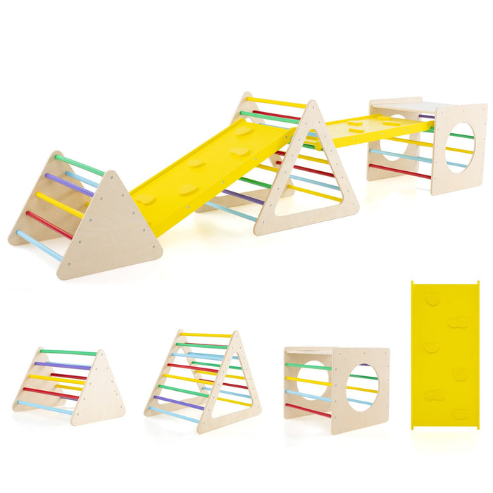 6-in-1 Set of 5 Toddler Triangle Climber for Sliding and Climbing-