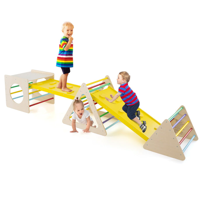 6-in-1 Set of 5 Toddler Triangle Climber for Sliding and Climbing-