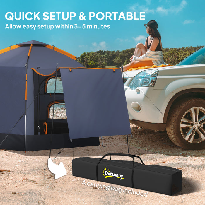 Outsunny Automatic Pop Up Camping Tent, Instant Setup 2-4 Man Tent with Mesh Windows, Waterproof & UV Protection Portable Dome Tent with Carrying Bag for Camping, Hiking, Backpacking, Dark Grey