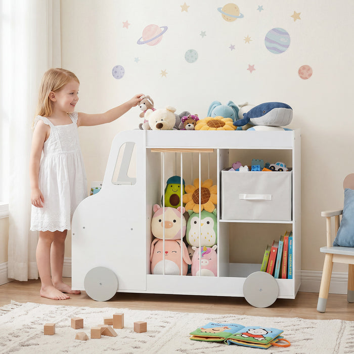 Toy Storage Organizer with Open Shelves & Fabric Drawer for Playroom Nursery-