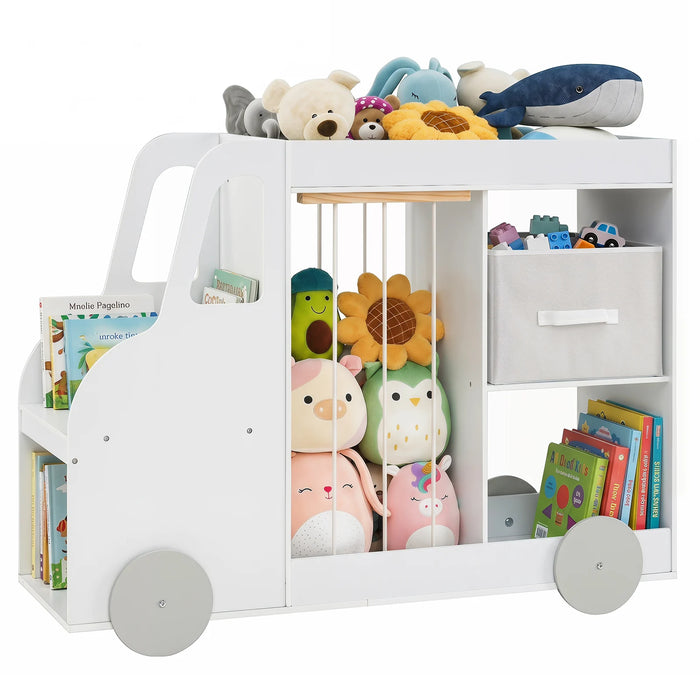 Toy Storage Organizer with Open Shelves & Fabric Drawer for Playroom Nursery-