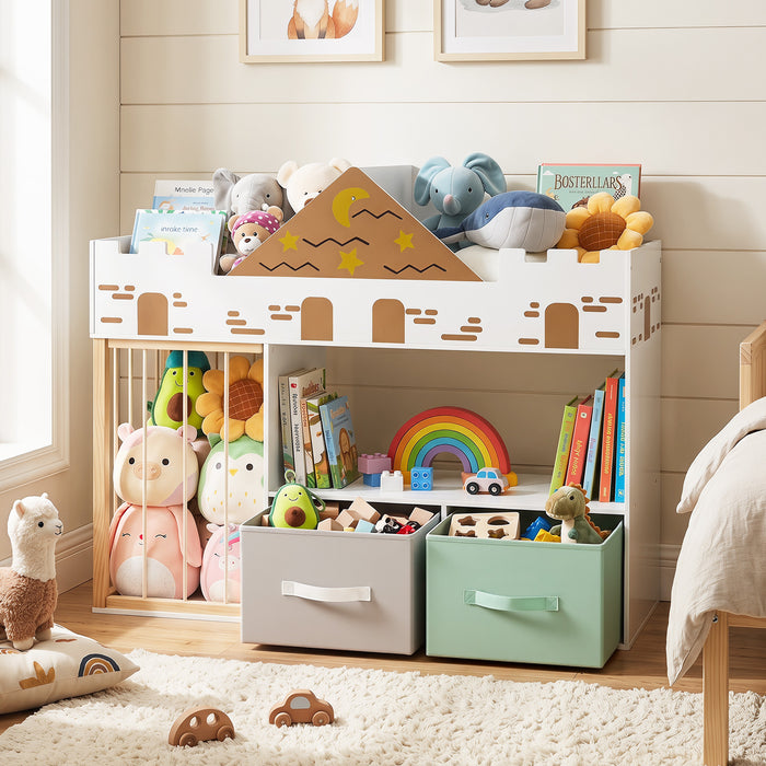 Toy Storage Organizer with Stuffed Animal Storage and Open Shelves-