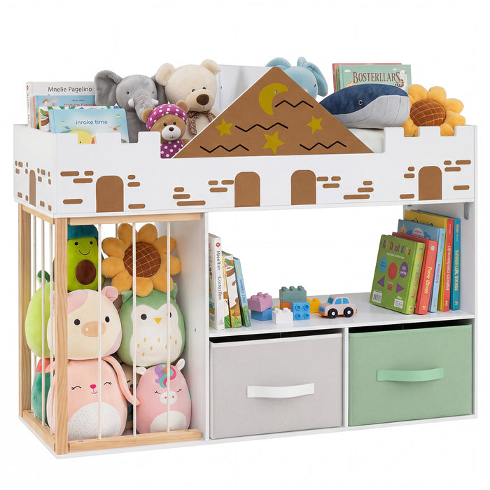 Toy Storage Organizer with Stuffed Animal Storage and Open Shelves-