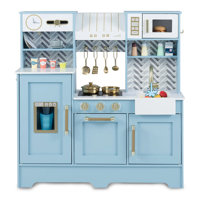 Toy Kitchen Playset with Coffee Station and Range Hood for Kids-