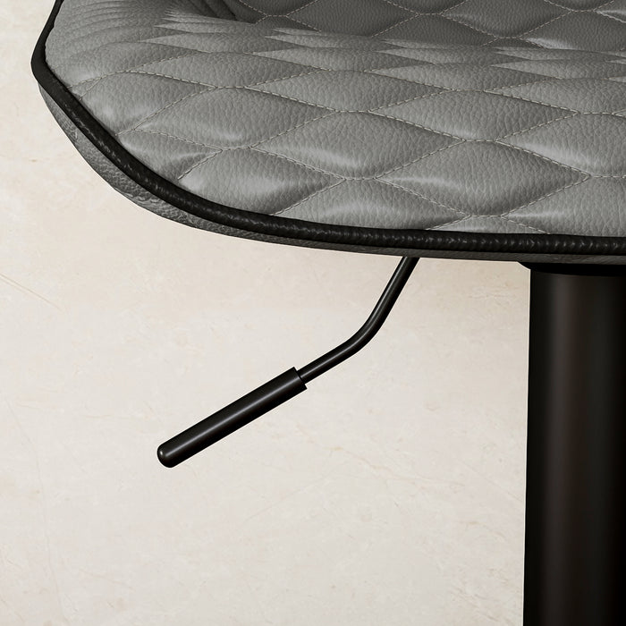 HOMCOM Set of Two Faux Leather Bar Stools - Grey