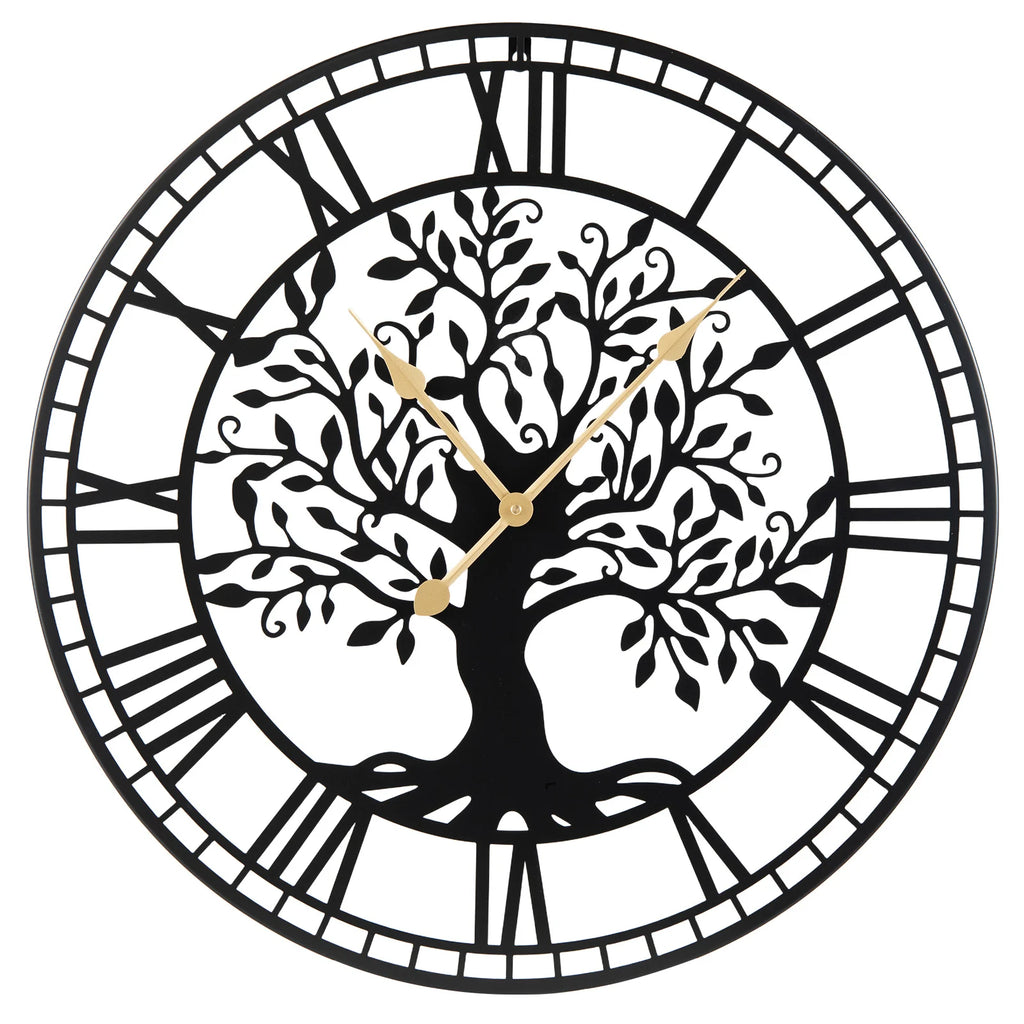Tree of Life Non-Ticking Metal Wall Clock for Living Room Bedroom Kitchen-