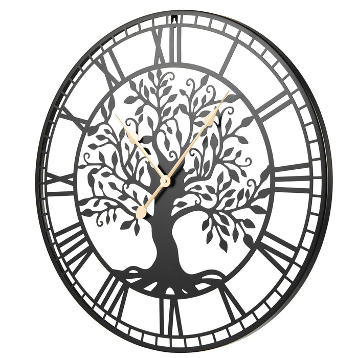Tree of Life Non-Ticking Metal Wall Clock for Living Room Bedroom Kitchen-