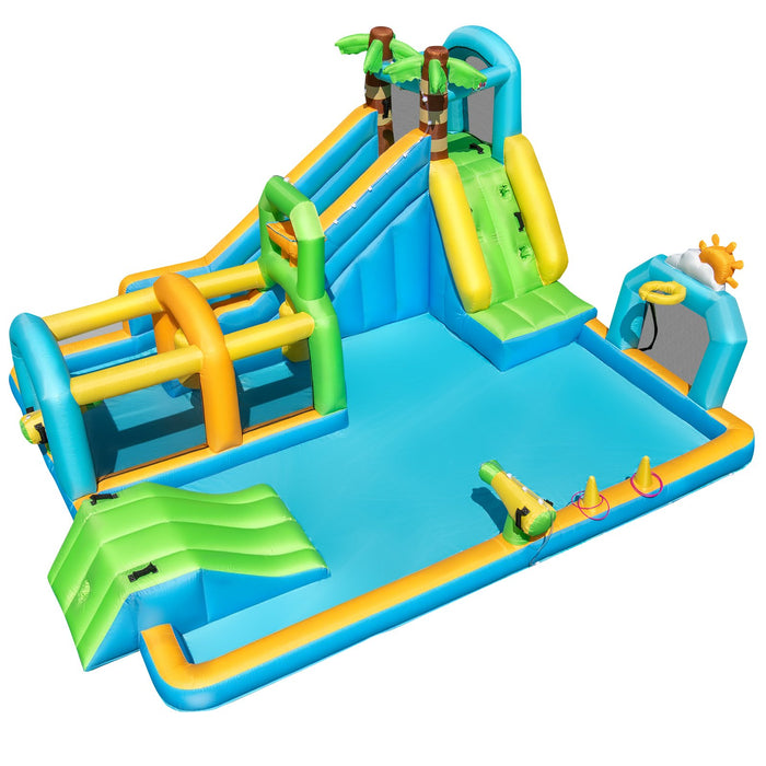 Tropical Theme Dual Slide Aqua Park with Splash Pool