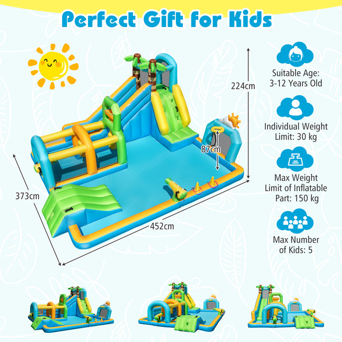 Tropical Theme Dual Slide Aqua Park with Splash Pool