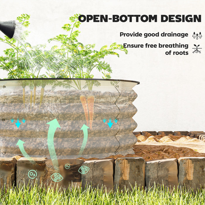 Outsunny Set of 2 Raised Garden Bed, Metal Planter Box with Safety Edging, Easy-to-assemble Stock Tank, Cream White