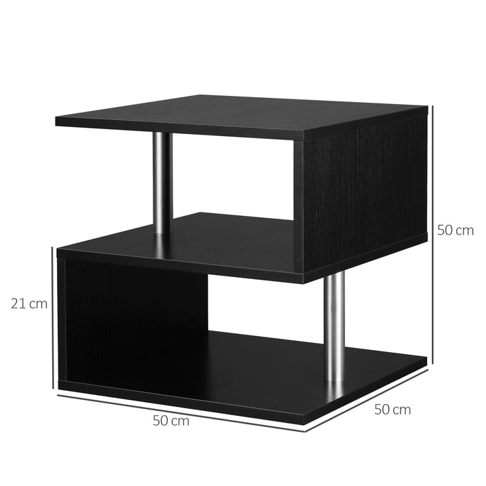S-Shaped Wooden Table Set - 2-Tier Cube Coffee & Console Storage Shelves, Office Bookcase, Living Room Organizer - Versatile Display and Decor Solution for Modern Homes