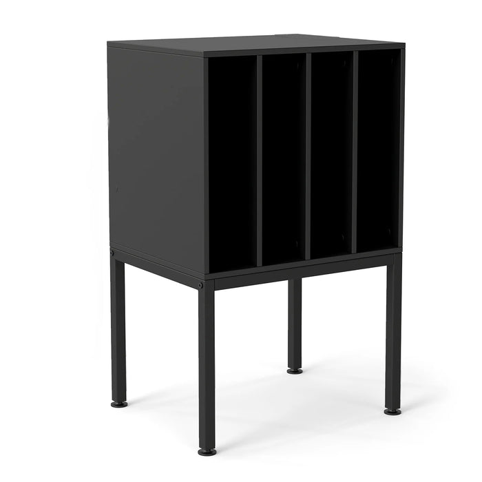 Turntable Stand with Vinyl Storage Shelves and Raised Metal Legs-