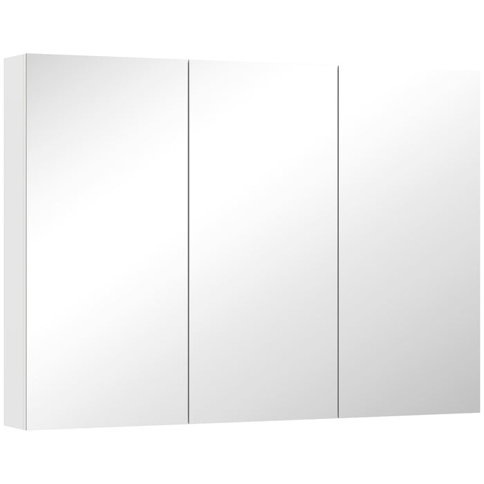 HOMCOM Three-Mirror Bathroom Storage Cabinet - White