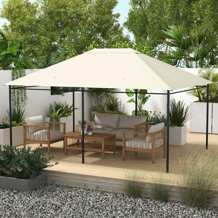 Outsunny 3 x 4m Gazebo Canopy Replacement Cover, Gazebo Roof Replacement (TOP COVER ONLY), Cream White