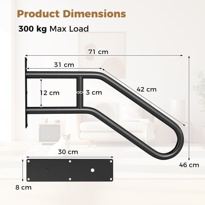 U-Shape Safety Handrail with Matte Finish for Elderly Kids