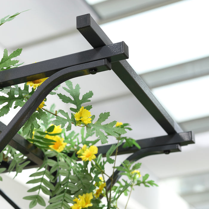 Outsunny 210cm Decorative Metal Garden Trellis Arch with Durable Steel Tubing & Elegant Scrollwork, Great for Weddings, Dark Gre