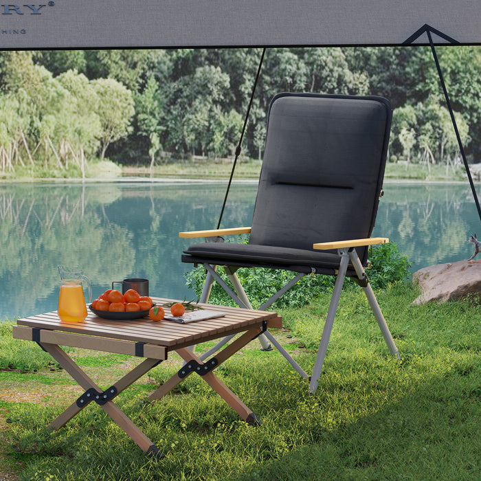 Outsunny Portable Camping Chair for Adults, High Back Folding Chair with Padded Seat and Carry Bag, Outdoor Recliner for Hiking, Fishing, Beach and Picnic, Black