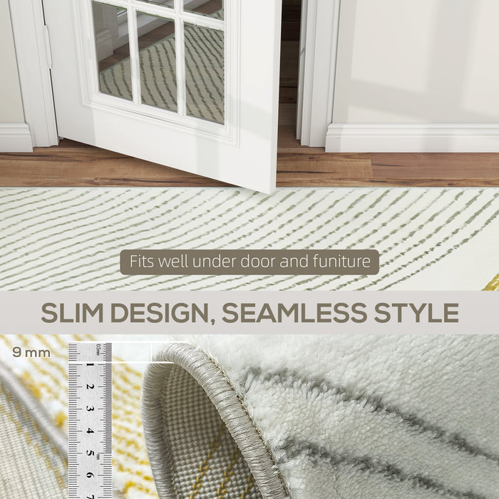 HOMCOM Modern Area Rug, Machine Washable Rug, Allergy-Friendly Floor Carpet for Living Room, Bedroom, Dining Room, Home Office, 230 x 160 cm, Cream White