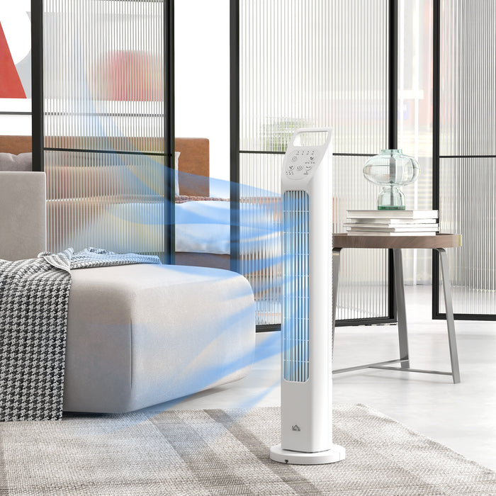 31" Oscillating Tower Fan with Remote - Adjustable 3-Speed, 3-Mode, 4-Hour Timer, Quiet Operation - Ideal for Home Office & Bedroom Comfort