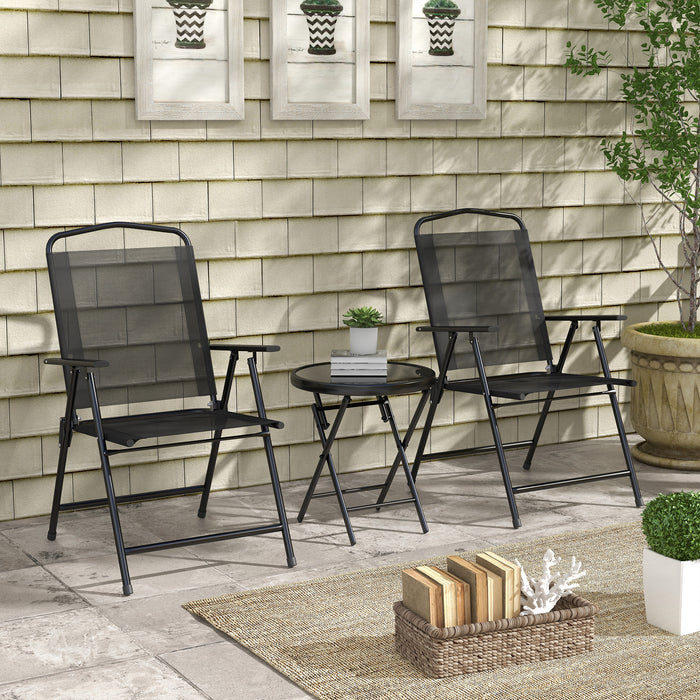 Outsunny Three-Piece Garden Seat Set, with Glass-Top Table - Black