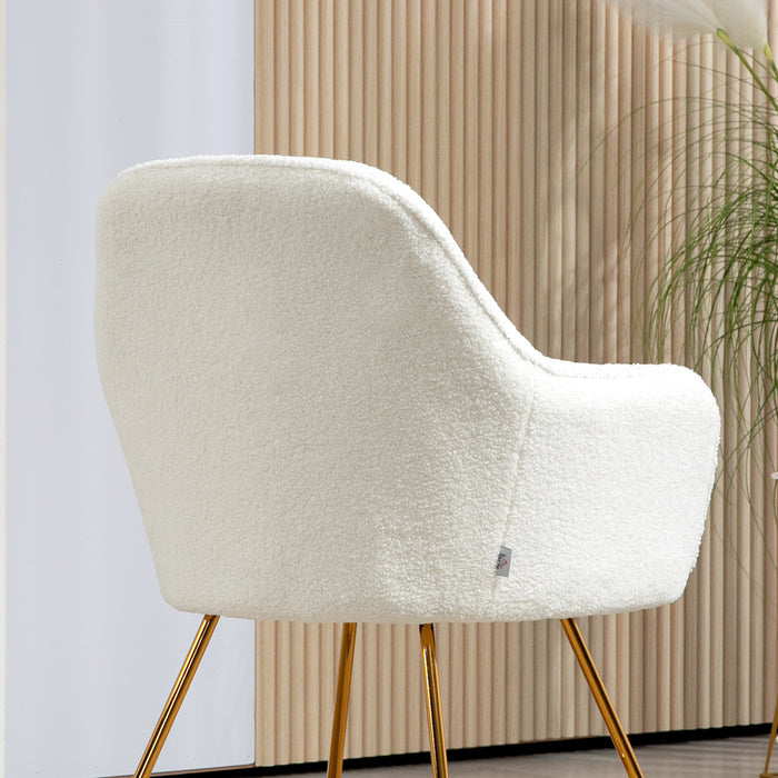 HOMCOM Modern Accent Chair Set of 2, Cashmere Tufted Armchair with Padded Seat, Occasional Bedroom Chair with Cross Steel Legs for Living Room, Cream White