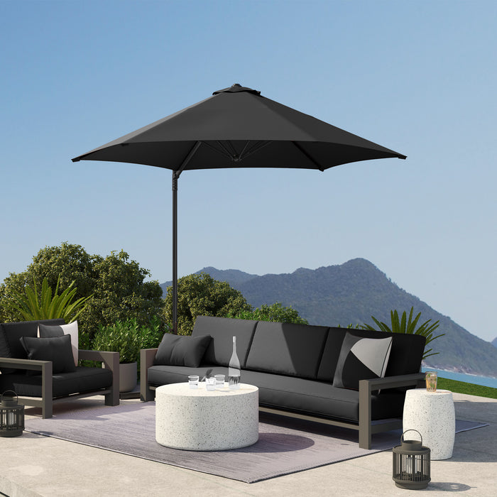 Outsunny 2.5M Garden Cantilever Parasol, Offset Roma Patio Umbrella Hanging Sun Shade Canopy Shelter with 360° Rotation and Cross Base, Black