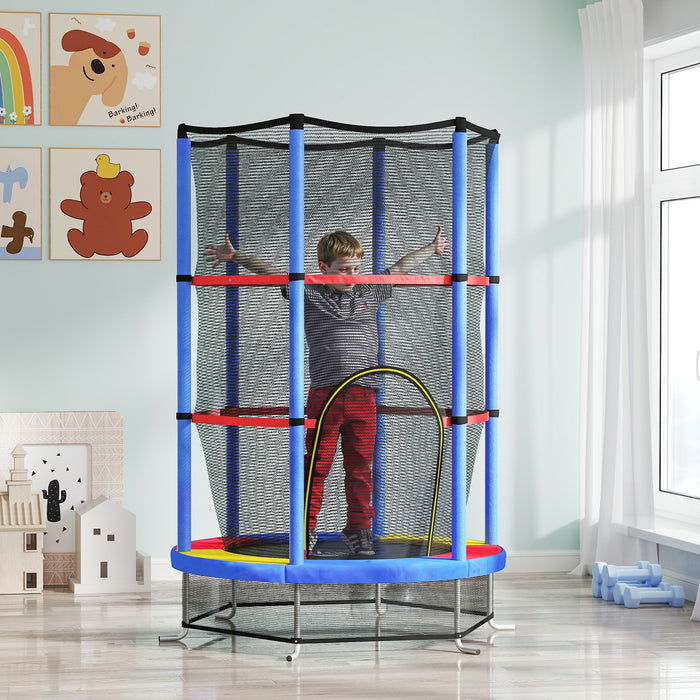 HOMCOM Kids Trampoline, with Enclosure Net, Steel Frame, for Ages 3-6 Years - MultiColoured