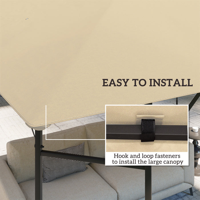 Outsunny 3 x 3(m) Gazebo Canopy Replacement Cover, Garden Gazebo Roof Replacement with Drain Holes, Water Resistant PVC Coating, 370g/㎡, UPF30+, TOP COVER ONLY, Beige