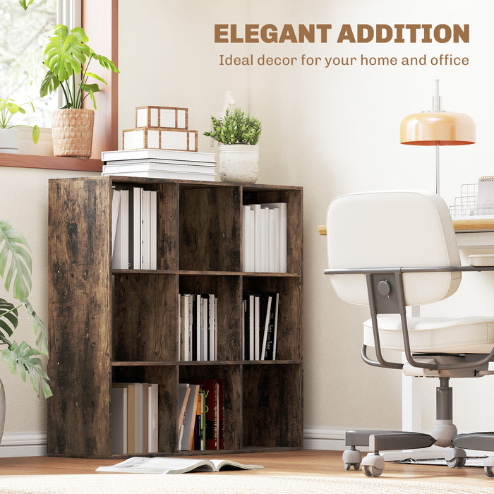 HOMCOM Nine-Cube Storage Shelf - Rustic Brown