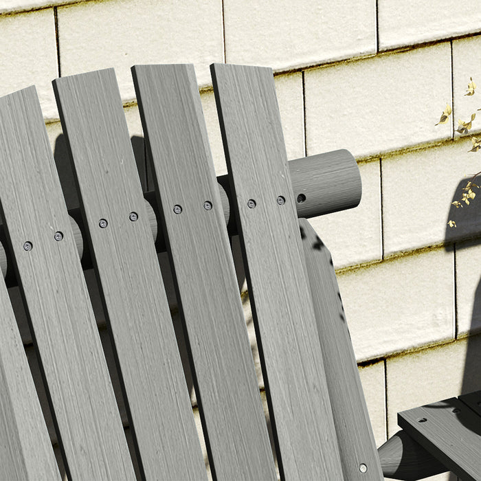 Outsunny Wood Patio Chair Bench 2 Seats w/ Centre Coffee Table, Garden Bench, Grey