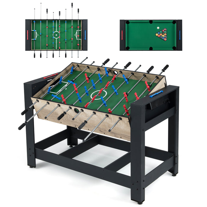 2-in-1 Swivel Multi Game Table 122 cm Foosball and Pool Combo Table-