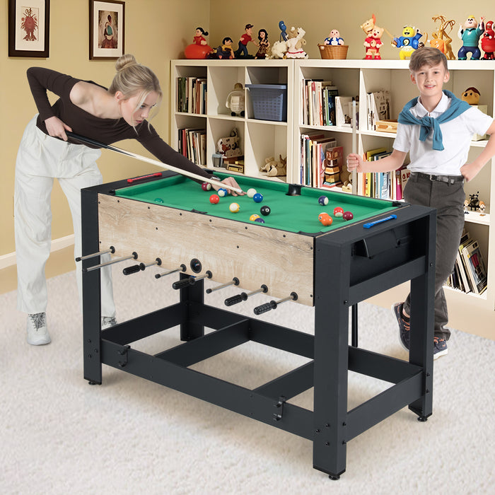 2-in-1 Swivel Multi Game Table 122 cm Foosball and Pool Combo Table-