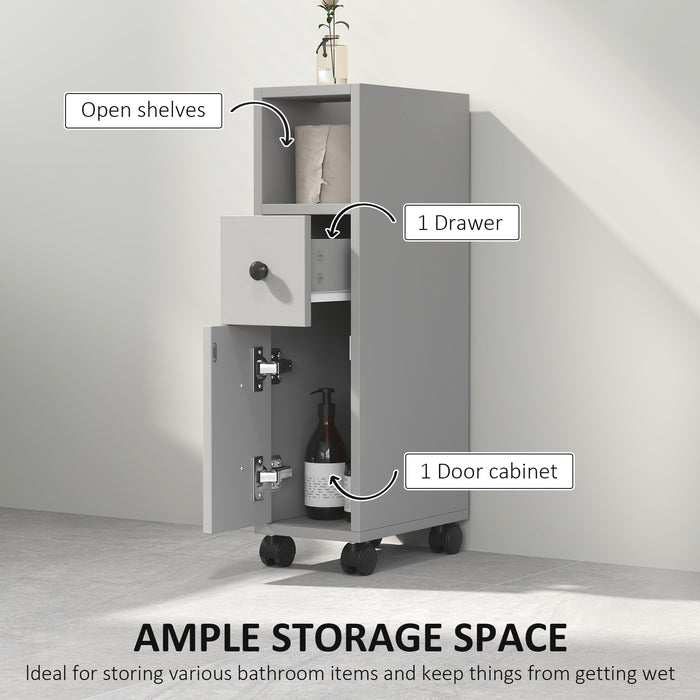 kleankin Slimline Bathroom Storage Cabinet - Grey