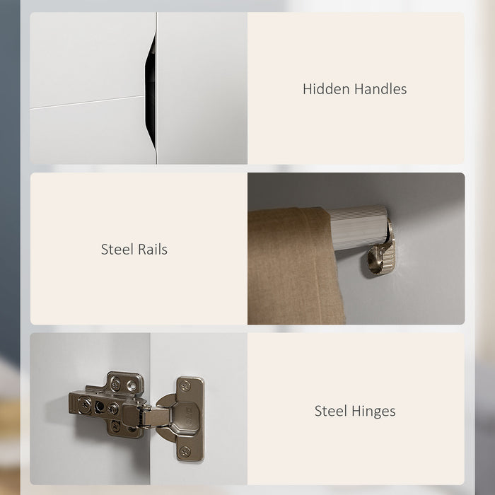 HOMCOM Bedroom Furniture Set, Wardrobe with Hanging Rail, 3 Drawer Chest of Drawers with Cut-out Handles, Grey and White | Aosom UK