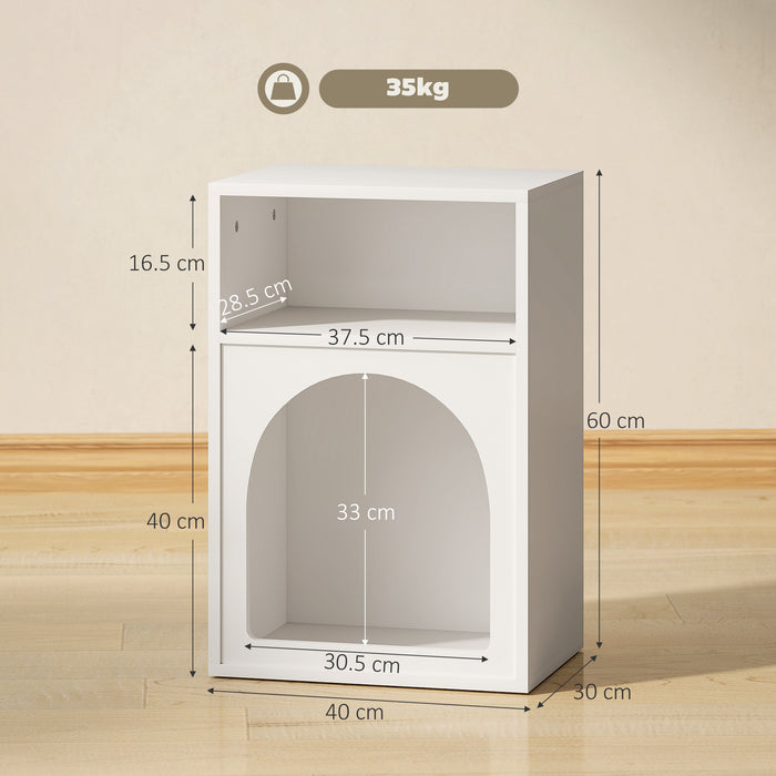 HOMCOM Bedside Table with 2 Open Compartments - White