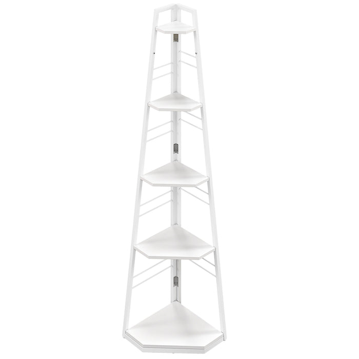 HOMCOM 5-Tier Corner Shelf - White