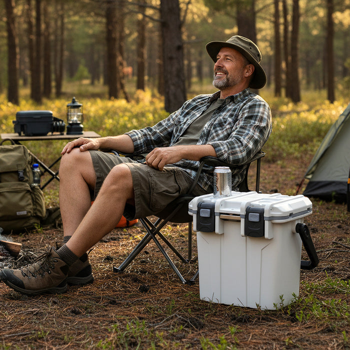 Ultra-Light Injection Molded Cooler 20L Hard Ice Chest with Swing-up Handle and Bottle Opener-