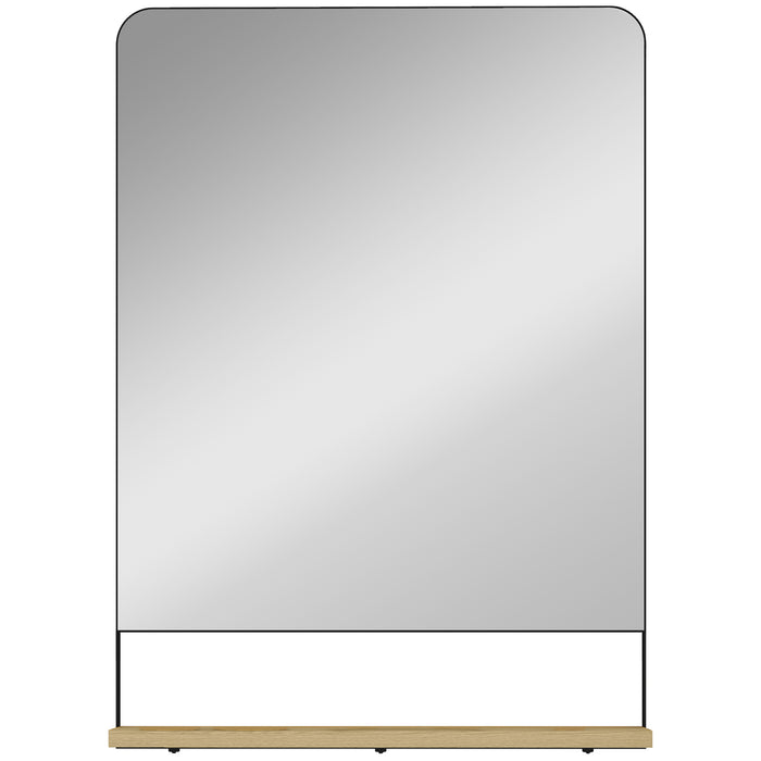 HOMCOM Wall Mirror with Wood Shelf - Black