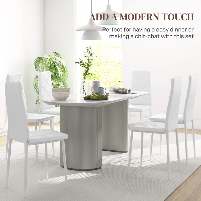 HOMCOM Set of 6 Faux Leather Dining Chairs - White
