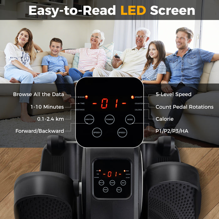 Under Desk Elliptical Machine with Display Screen and Remote Control-