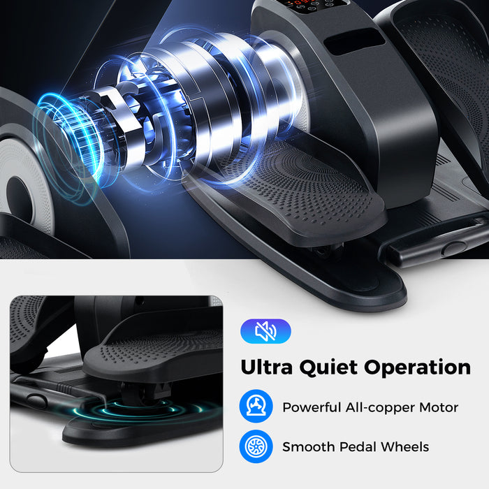 Under Desk Elliptical Machine with Display Screen and Remote Control-