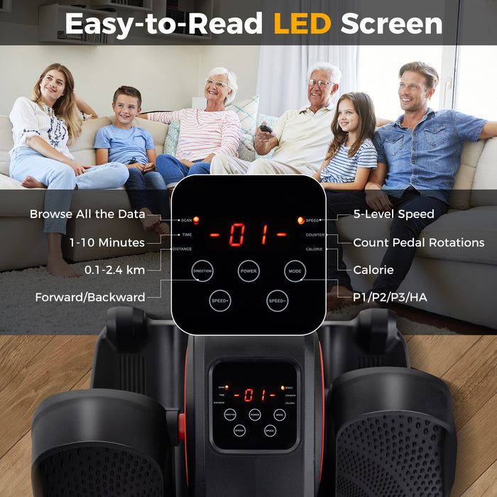 Under Desk Elliptical Machine with Display Screen and Remote Control-