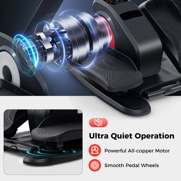 Under Desk Elliptical Machine with Display Screen and Remote Control-