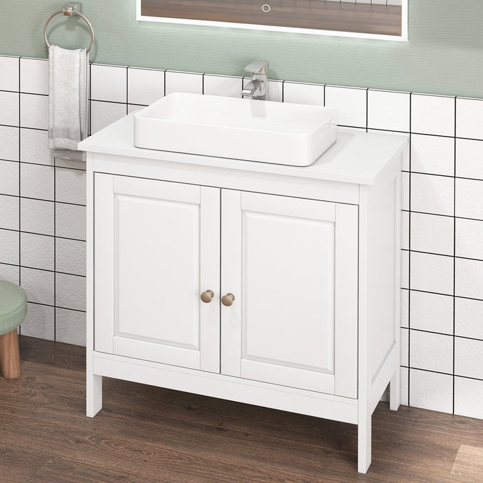 Under Freestanding Bathroom Vanity Sink Cabinet with 2 Doors-White