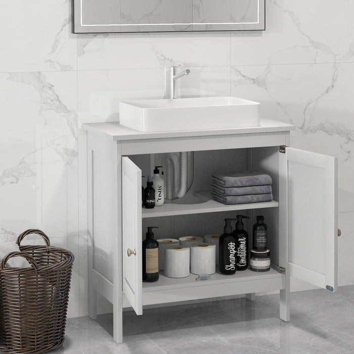 Under Freestanding Bathroom Vanity Sink Cabinet with 2 Doors-White