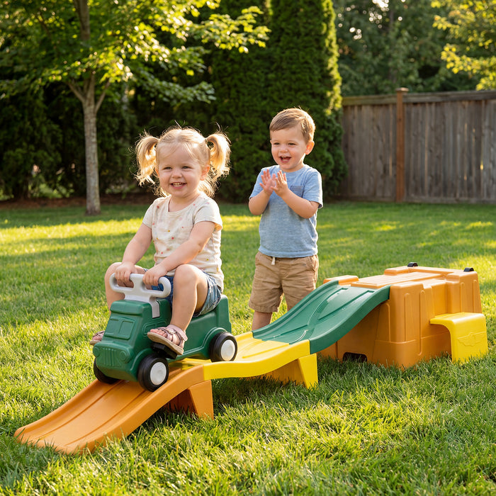 Up and Down Roller Coaster Expandable Roller Coaster Kids Ride on Toy with Storage Box-