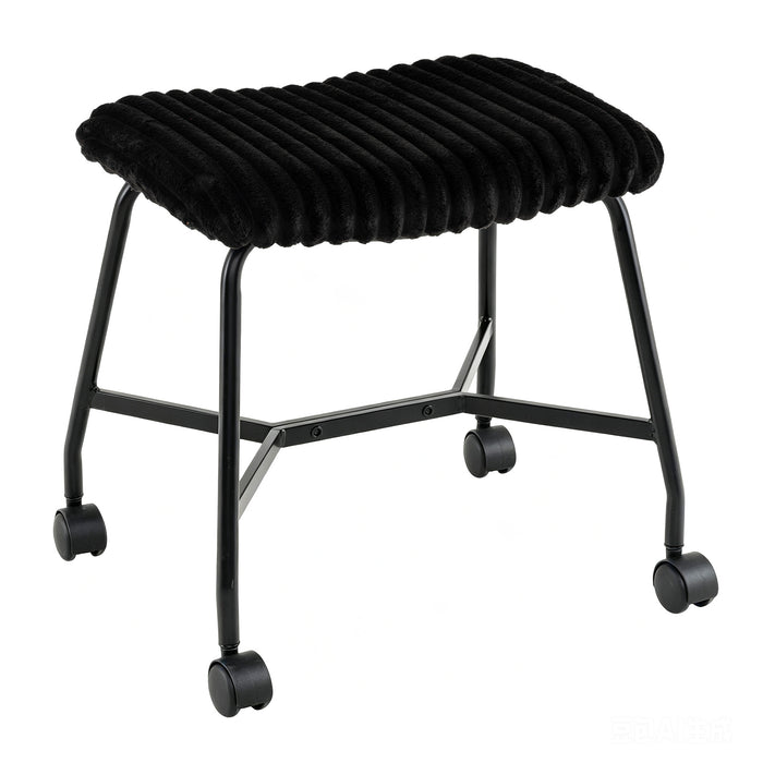 Upholstered Footrest Stool Set of 2 with 4 Swivel Casters & 7.5 cm Thick Cushion for Bedroom-
