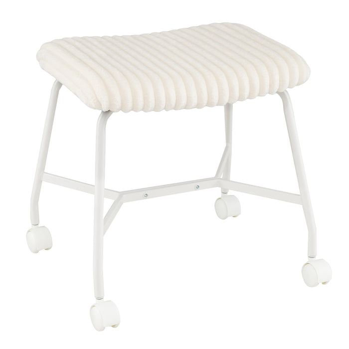 Upholstered Footrest Stool Set of 2 with 4 Swivel Casters & 7.5 cm Thick Cushion for Bedroom-